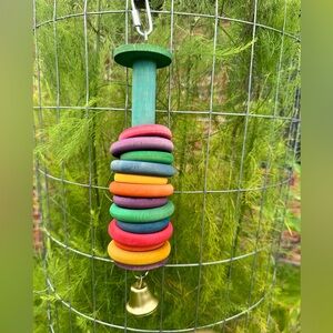 Handmade Multi size Wooden Rings Bird Toy with Bell
